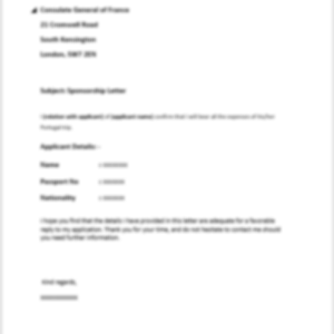 Sponsorship Letter for a Germany Visa from Delhi, India
